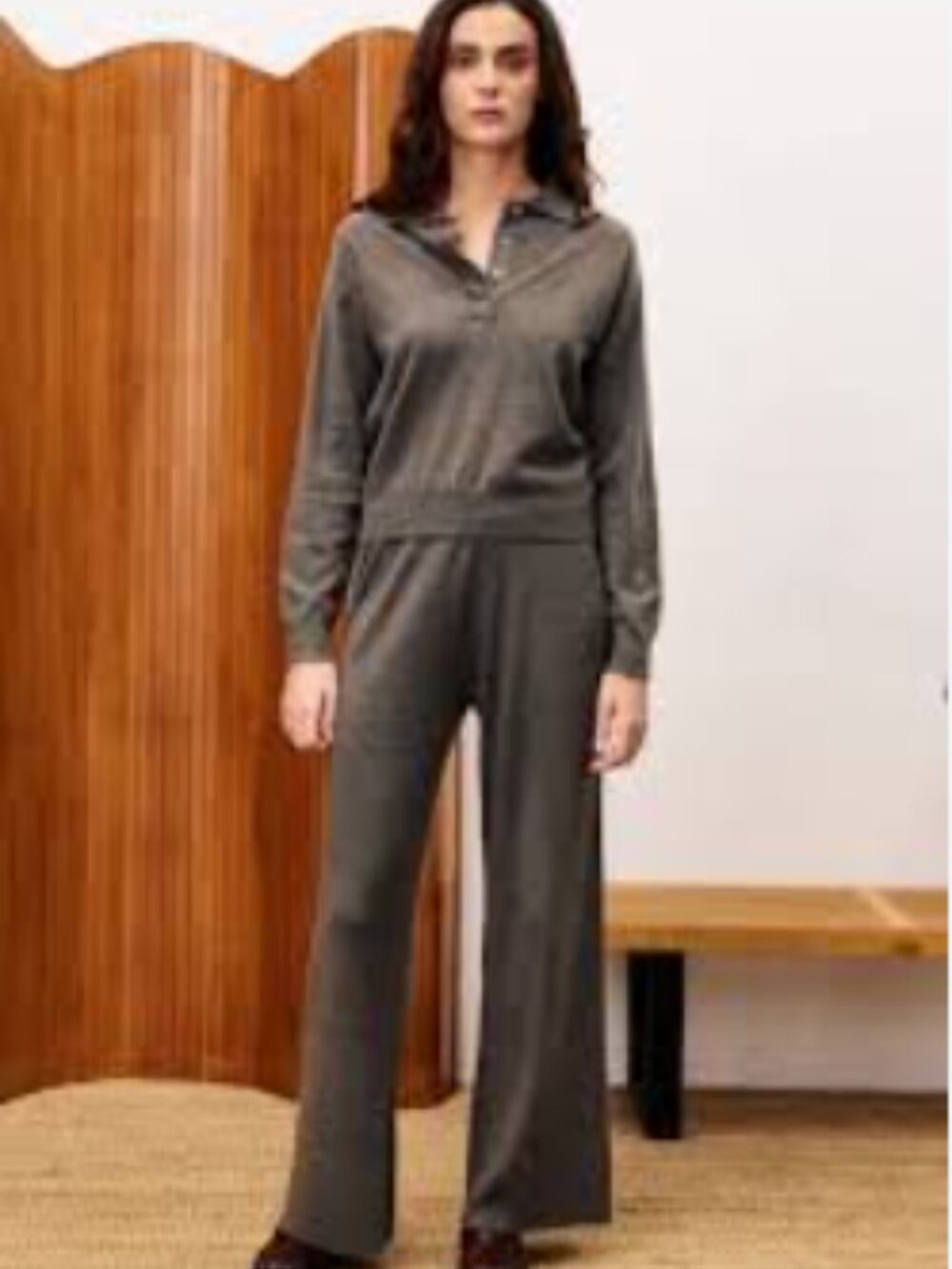 NWT Ebb & Flow Leisure/Pajama 2-Piece Set, Charcoal Gray/Green - Size Medium